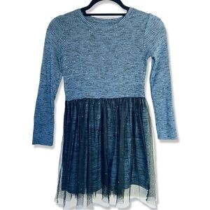 ⭐️CAT & JACK Blue & Sparkly Silver Tulle Dress M (7/8)
